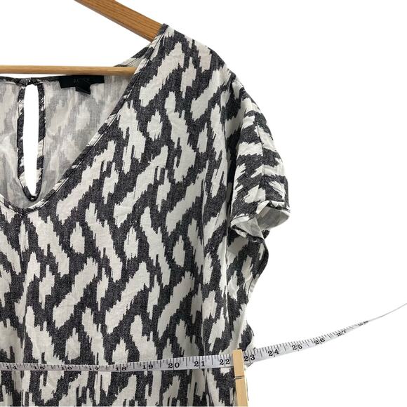 J. Crew Tie Waist Linen Blend Ikat Print Lightweight V-neck Romper Size XL - Picture 11 of 16